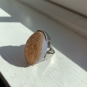 silver sterling ring with a pink stone